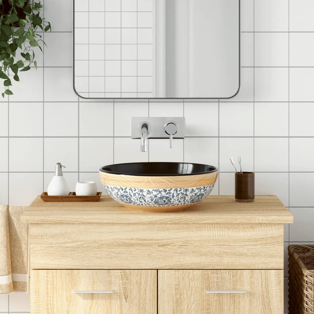 Countertop Basin Multicolour Round Î 41x14 cm Ceramic - Millennium Furniture