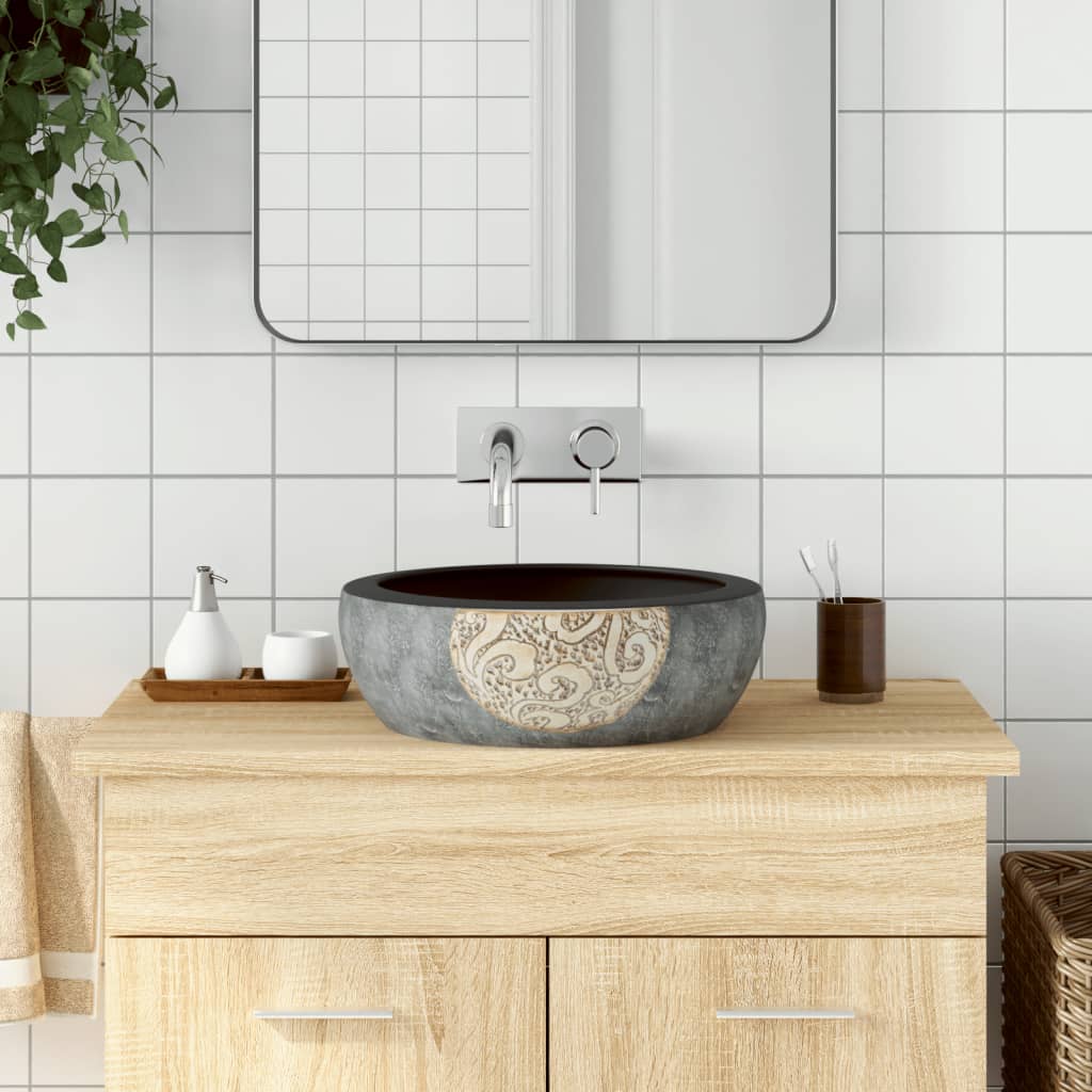 Countertop Basin Black and Brown Round Î 41x14 cm Ceramic - Discount Dealers