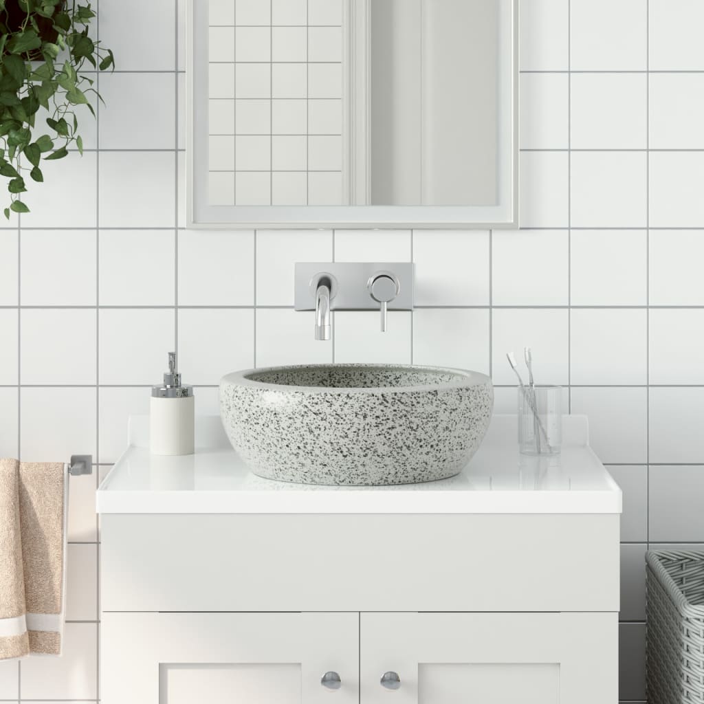 Countertop Basin Grey Round Î 41x14 cm Ceramic - Sid & Sam