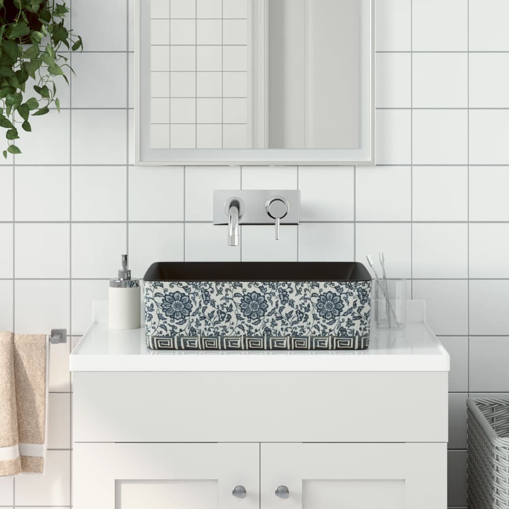 Countertop Basin Black and Blue Rectangular 46x35.5x13 cm Ceramic - Tyrell & Tyrell