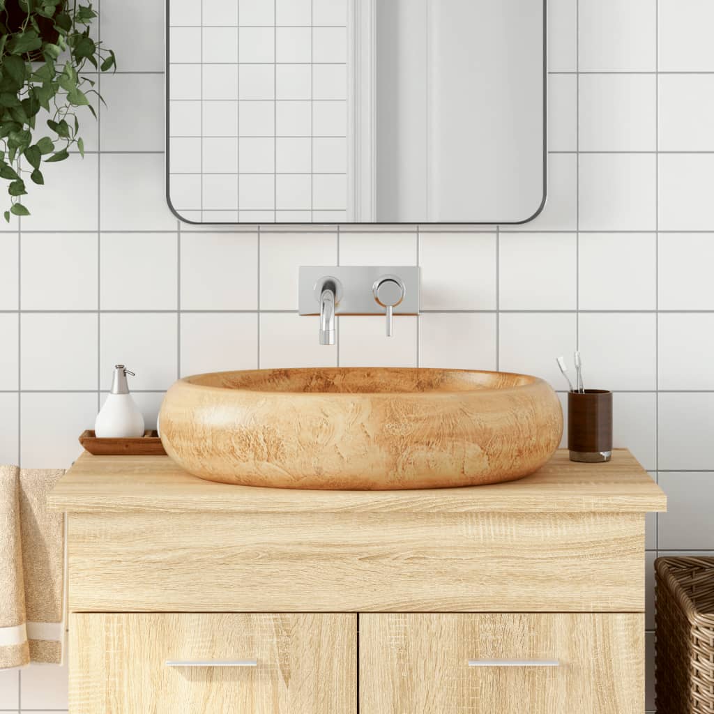 Countertop Basin Brown Oval 59x40x15 cm Ceramic - Sid & Sam