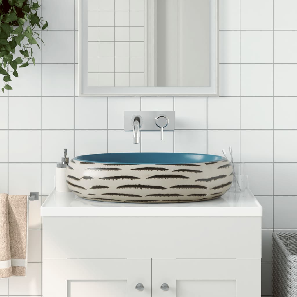 Countertop Basin Multicolour Oval 59x40x15 cm Ceramic - Sid & Sam