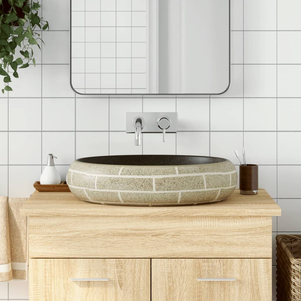 Countertop Basin Multicolour Oval 59x40x15 cm Ceramic - Tyrell & Tyrell