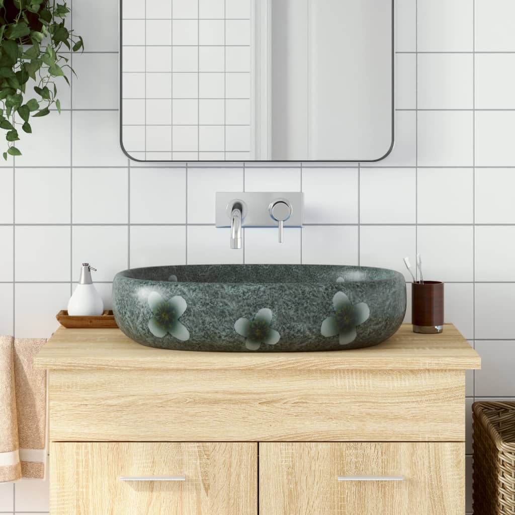 Countertop Basin Blue Oval 59x40x14 cm Ceramic - Millennium Furniture