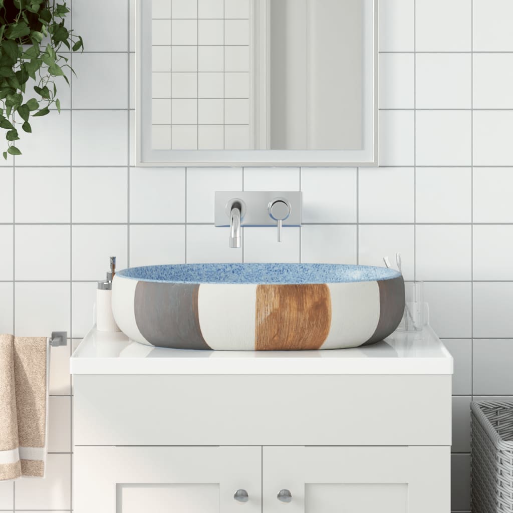 Countertop Basin Multicolour Oval 59x40x14 cm Ceramic - Tyrell & Tyrell