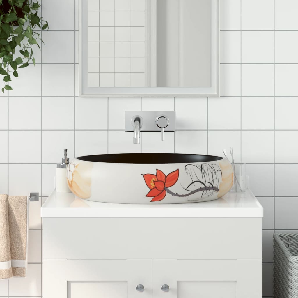 Countertop Basin Multicolour Oval 59x40x15 cm Ceramic - Millennium Furniture