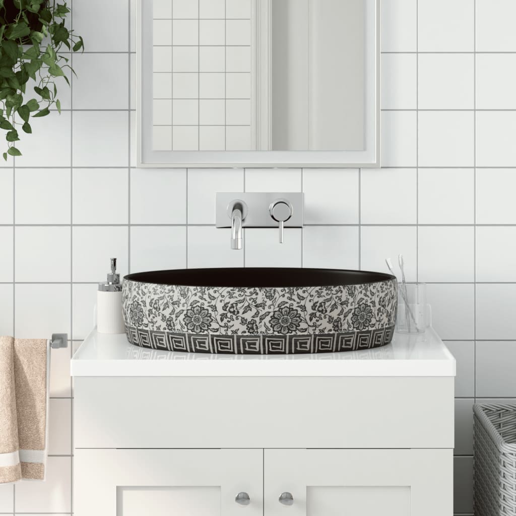 Countertop Basin Black and Blue Oval 56.5x36.5x13.5 cm Ceramic - Merkel Designers