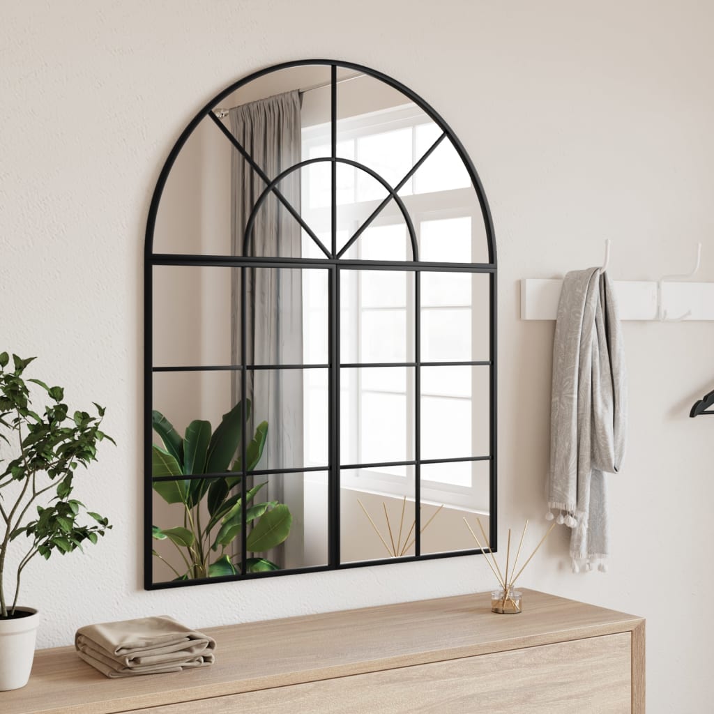Wall Mirror Black 80x100 cm Arch Iron - Charlotte Dunes
