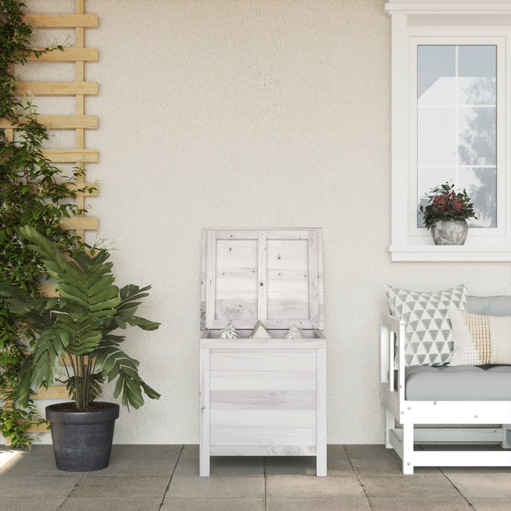 Garden Storage Box White 50x49x56.5 cm Solid Wood Fir - Merkel Designers
