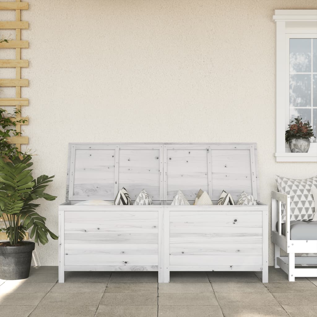 Garden Storage Box White 150x50x56.5 cm Solid Wood Fir - The Home Maker
