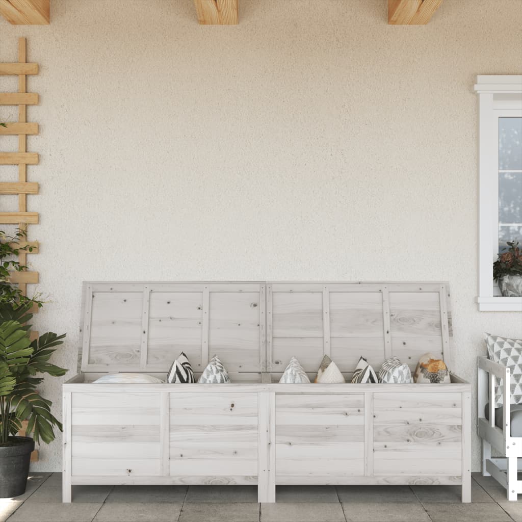 Garden Storage Box White 198.5x50x56.5 cm Solid Wood Fir - Unbeatable Bargains
