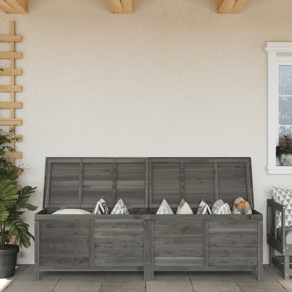 Garden Storage Box Anthracite 198.5x50x56.5 cm Solid Wood Fir - The Home Maker