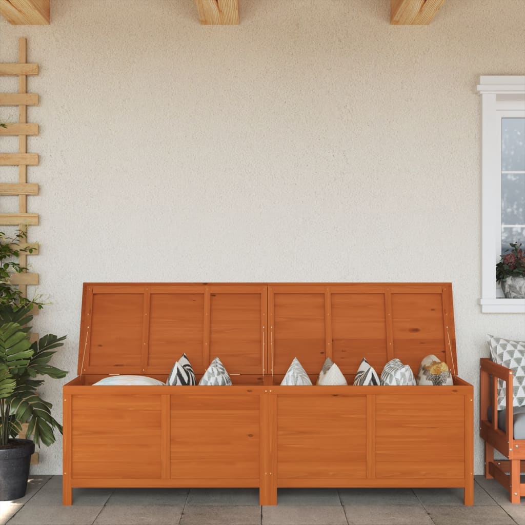 Garden Storage Box Brown 198.5x50x56.5 cm Solid Wood Fir - Merkel Designers