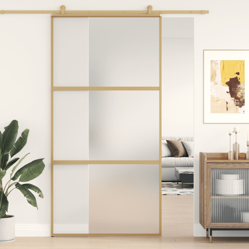 Sliding Door Gold 102.5x205 cm Frosted ESG Glass and Aluminium - Millennium Furniture