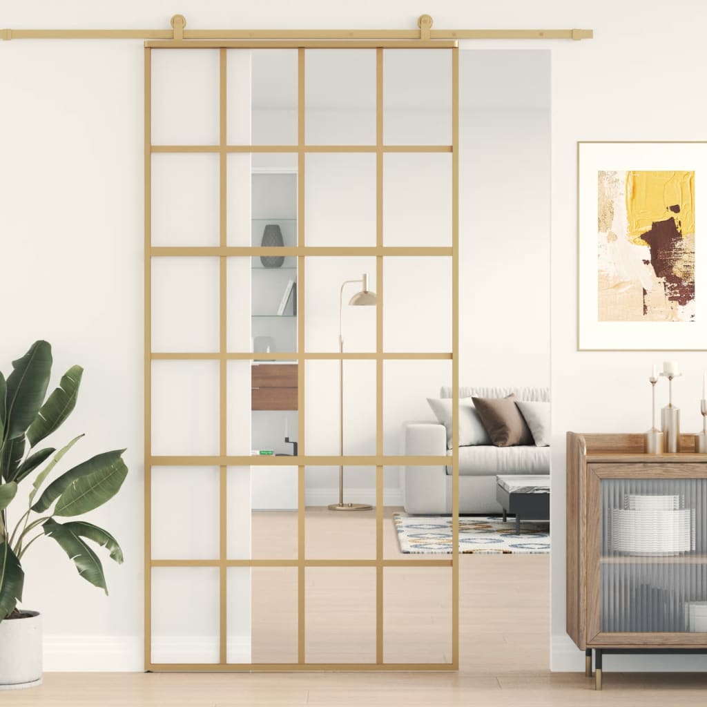 Sliding Door Gold 102.5x205 cm Clear ESG Glass and Aluminium - Tyrell & Tyrell