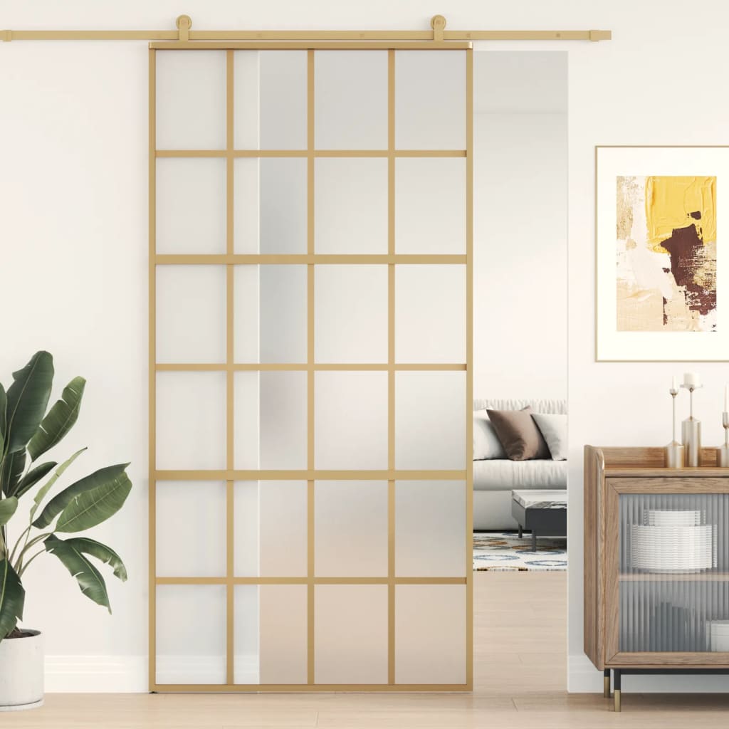 Sliding Door Gold 102.5x205 cm Frosted ESG Glass and Aluminium - Merkel Designers