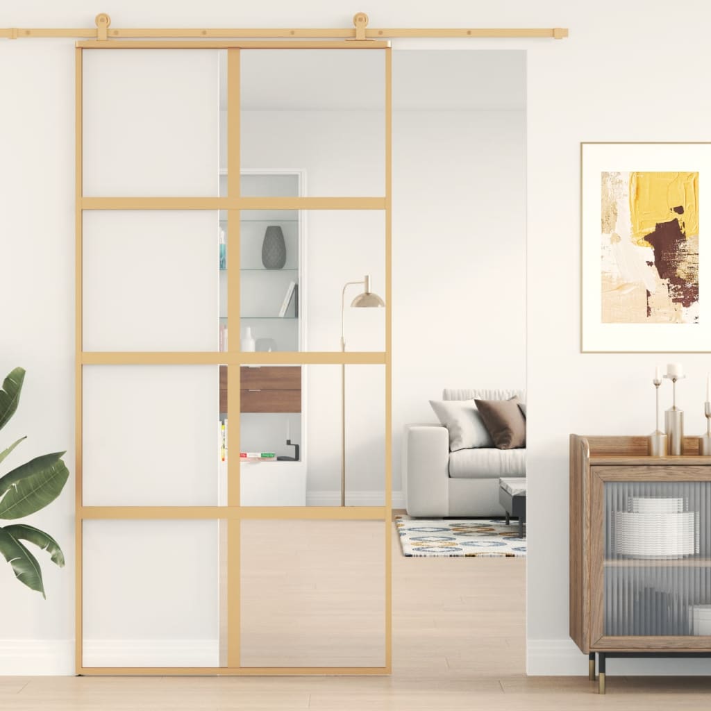 Sliding Door Gold 102.5x205 cm Clear ESG Glass and Aluminium - Casper Homes