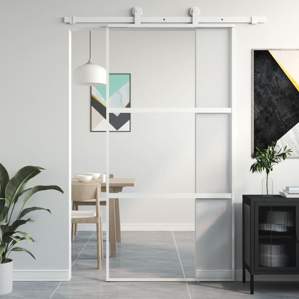 Sliding Door White 102.5x205 cm Tempered Glass and Aluminium - Sid & Sam