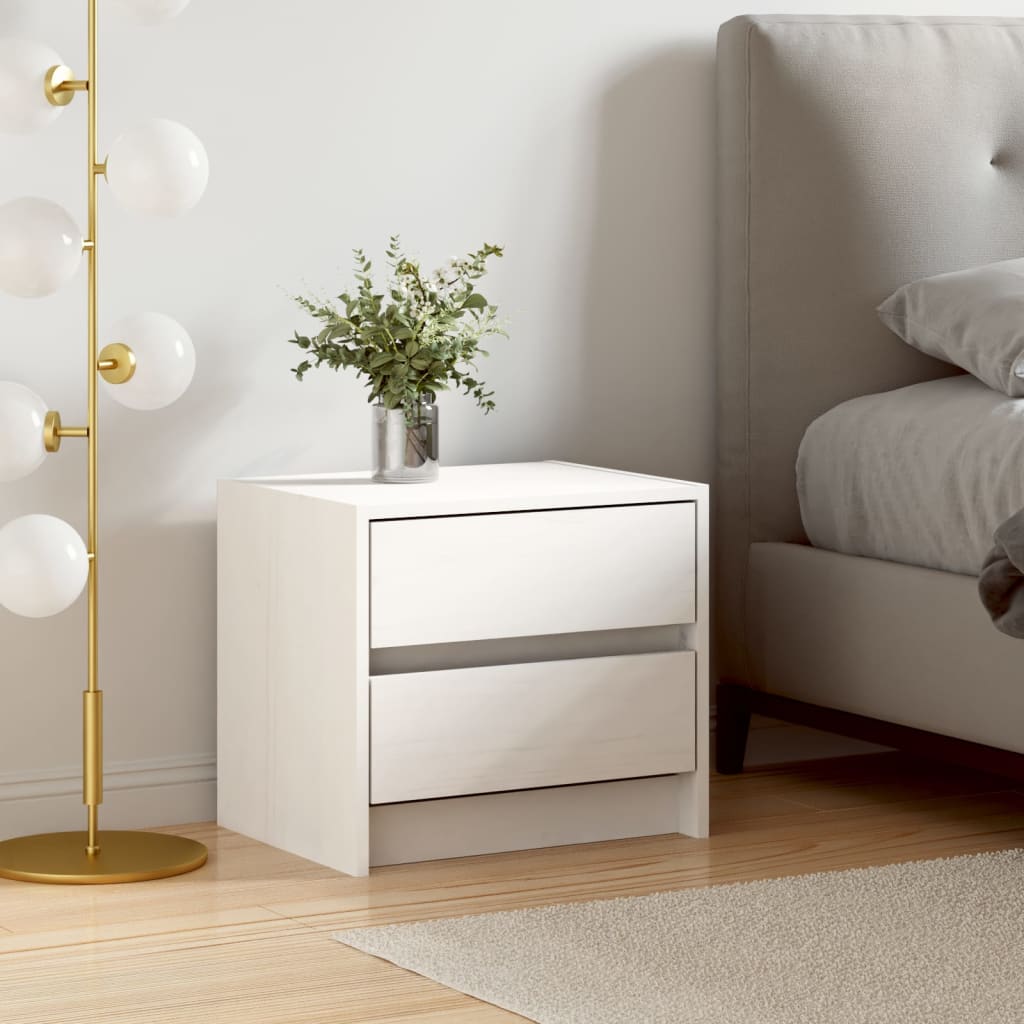 Bedside Table - SIDNEY Nightstand White 40cm - Tyrell & Tyrell