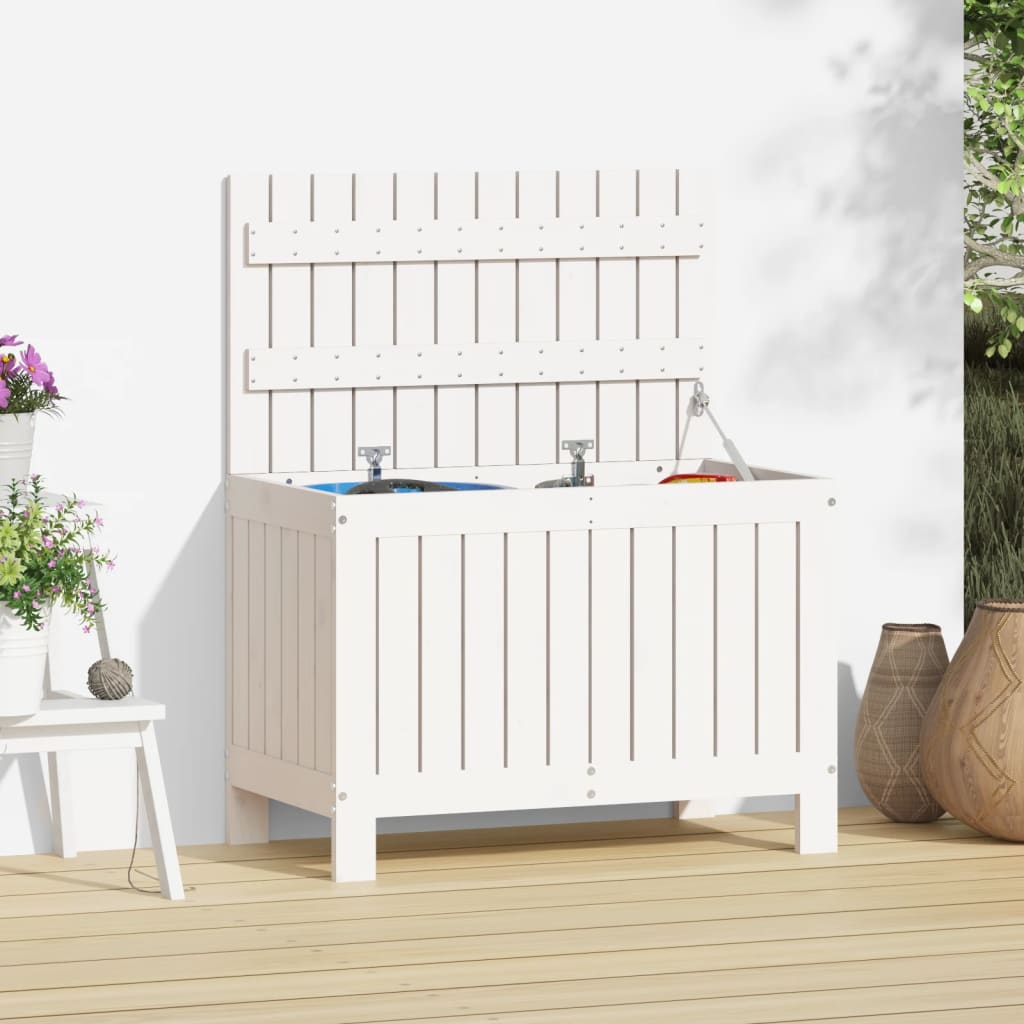 Garden Storage Box White 76x42.5x54 cm Solid Wood Pine - Casper Homes
