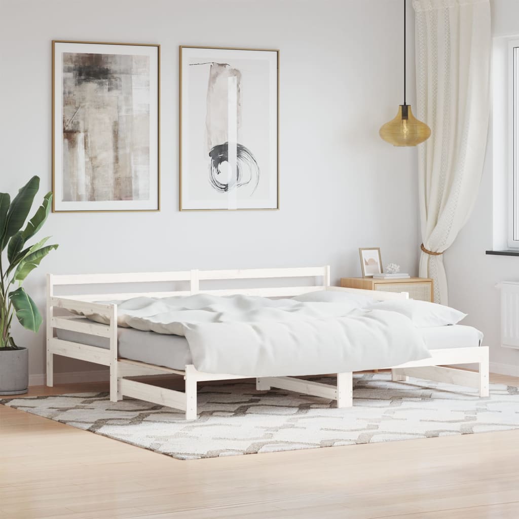 Daybed with Trundle White 90x190 cm Solid Wood Pine - Tyrell & Tyrell