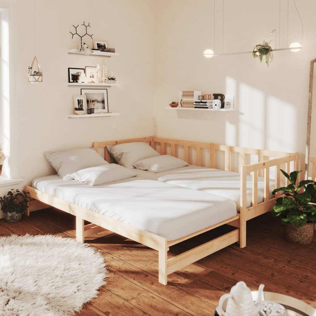 Day Bed with Trundle 90x200 cm Solid Wood Pine - The Home Maker