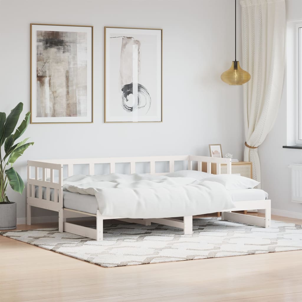 Daybed with Trundle White 90x190 cm Solid Wood Pine - Sid & Sam