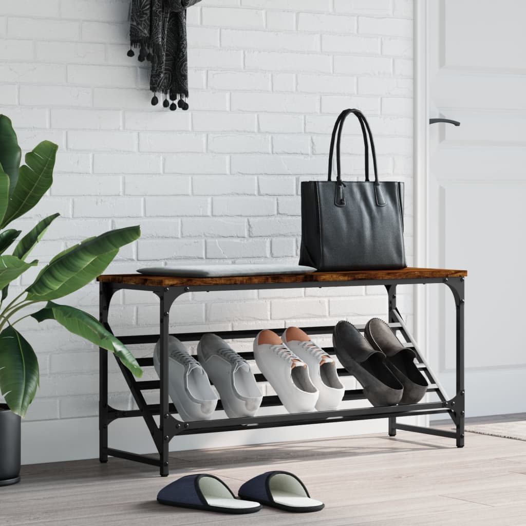 Shoe Rack Smoked Oak 90x30x45 cm Engineered Wood - Casper Homes
