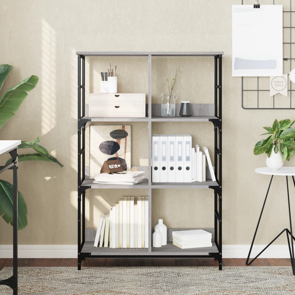 Bookshelf Grey Sonoma 78.5x33x117.5 cm Engineered Wood - Sid & Sam