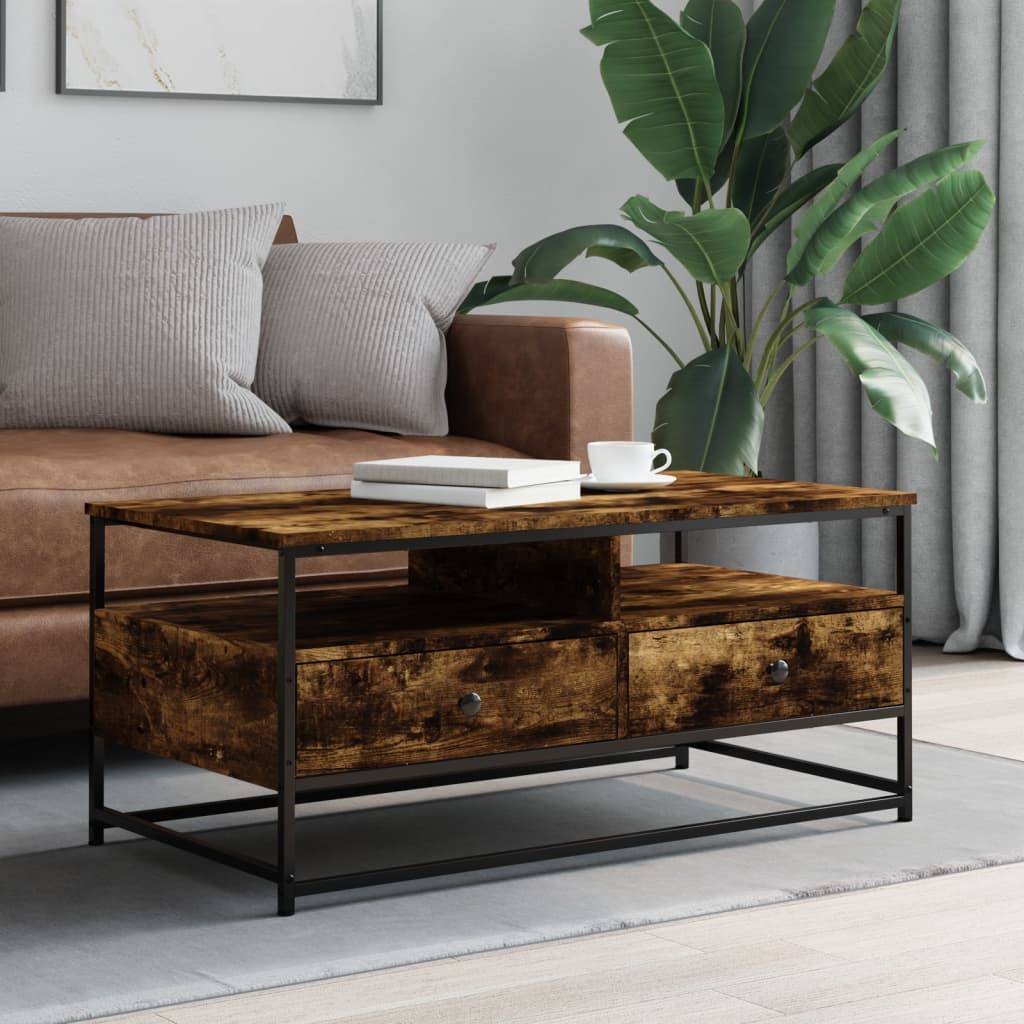 Coffee Table Smoked Oak 100x51x45 cm Engineered Wood - Merkel Designers