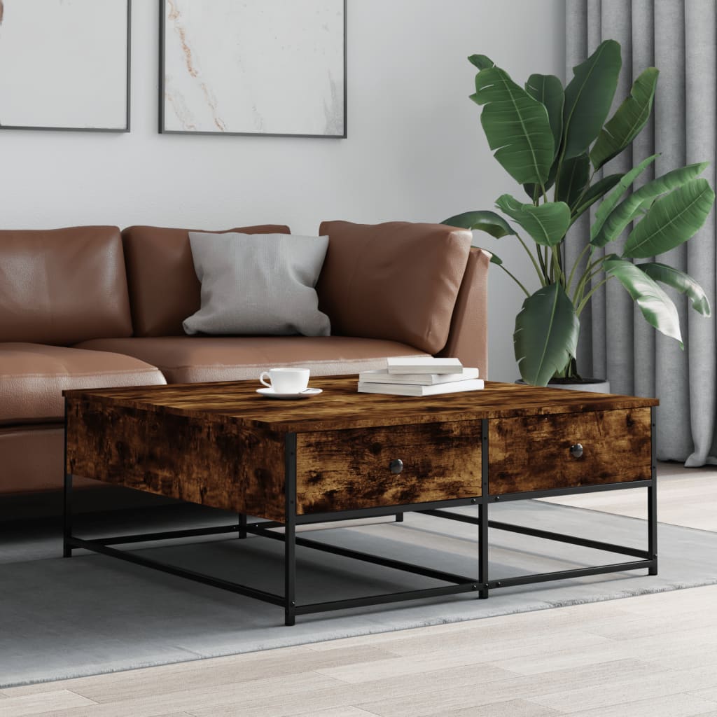 Coffee Table Smoked Oak 100x99x40 cm Engineered Wood - Discount Dealers