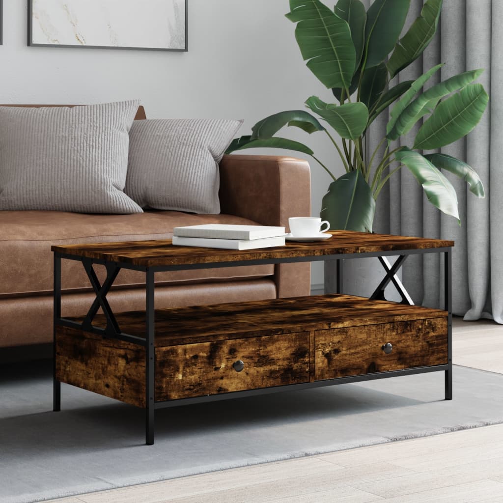 Coffee Table Smoked Oak 100x51x45 cm Engineered Wood - Merlin Deals