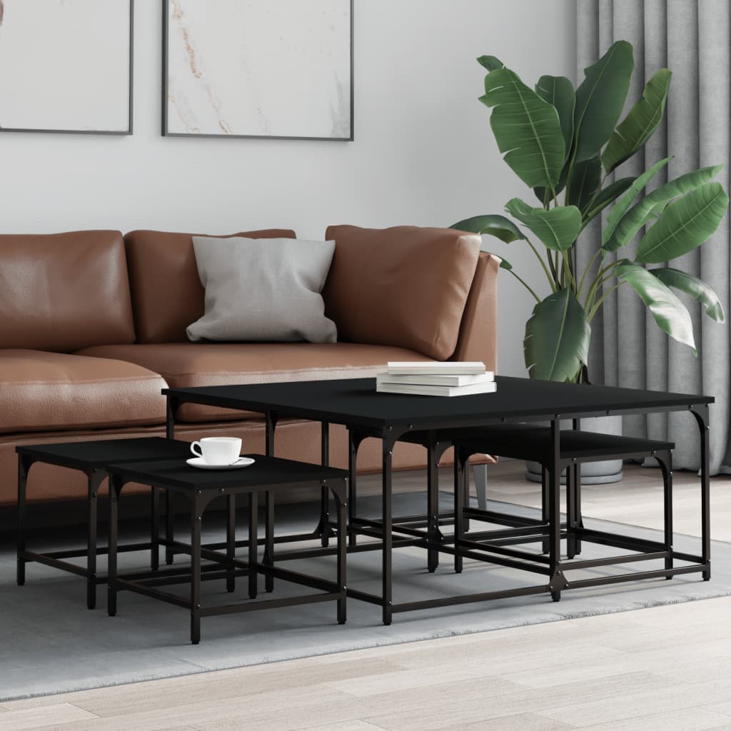 Nesting Coffee Tables 5 pcs Black Engineered Wood - Merkel Designers