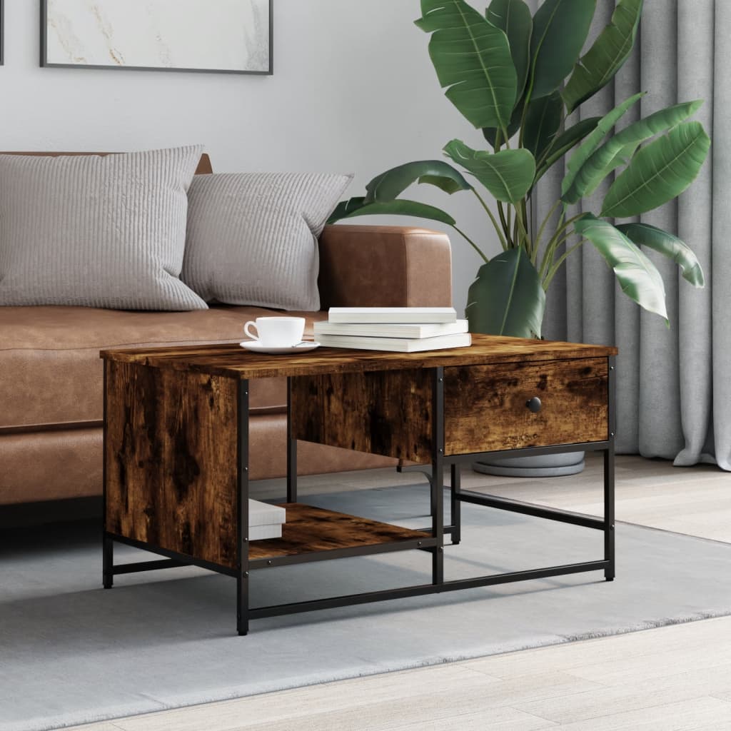 Coffee Table Smoked Oak 85.5x51x45 cm Engineered Wood - Merkel Designers