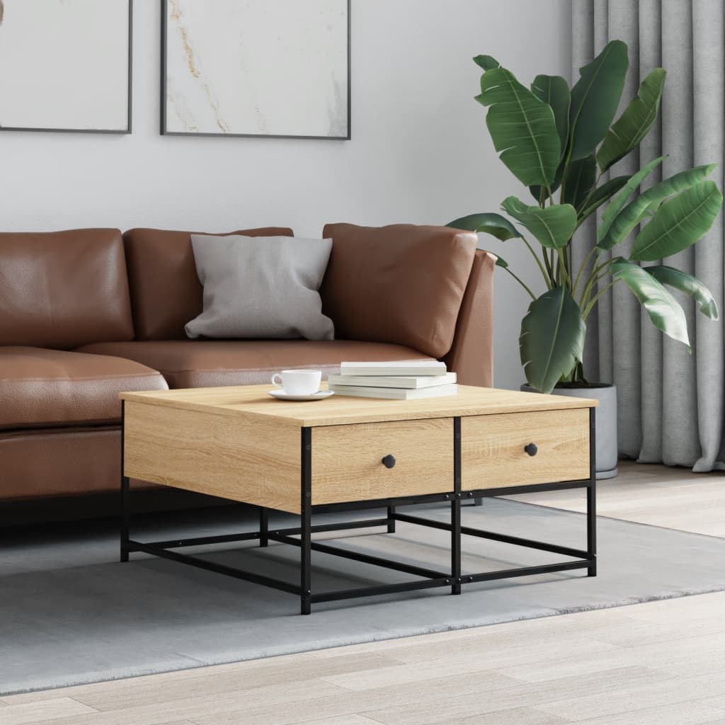 Coffee Table Sonoma Oak 80x80x40 cm Engineered Wood - Merkel Designers