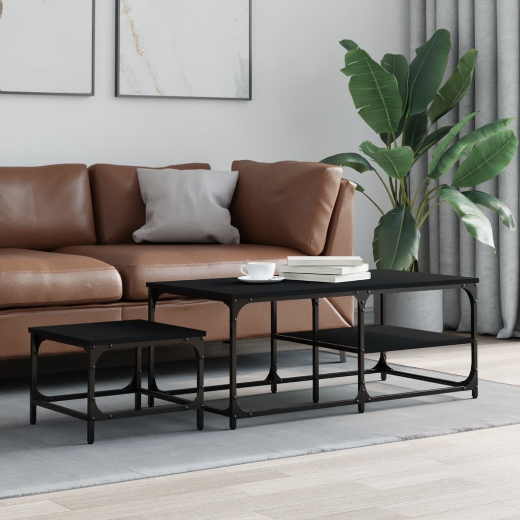Nesting Coffee Tables 2 pcs Black Engineered Wood - Tyrell & Tyrell