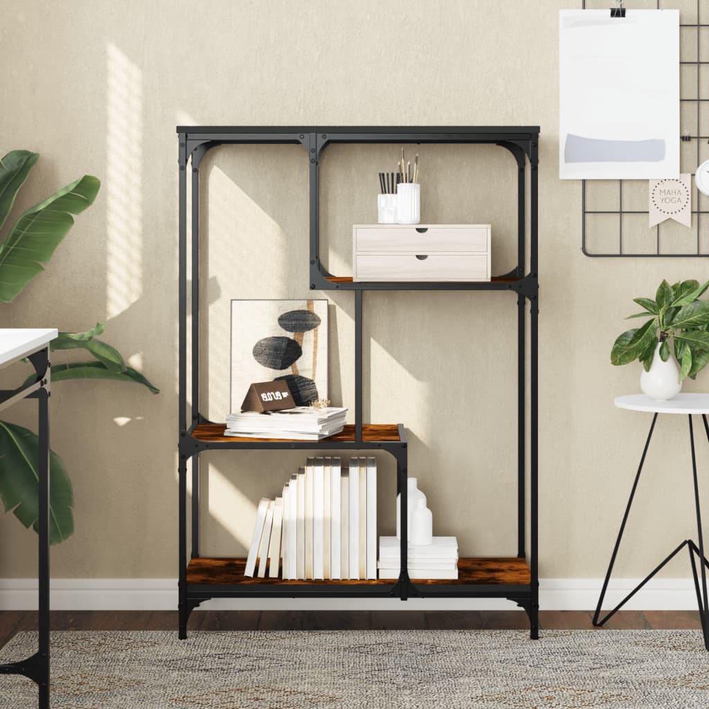 Bookshelf Smoked Oak 81x36x115 cm Engineered Wood and Steel - Tyrell & Tyrell
