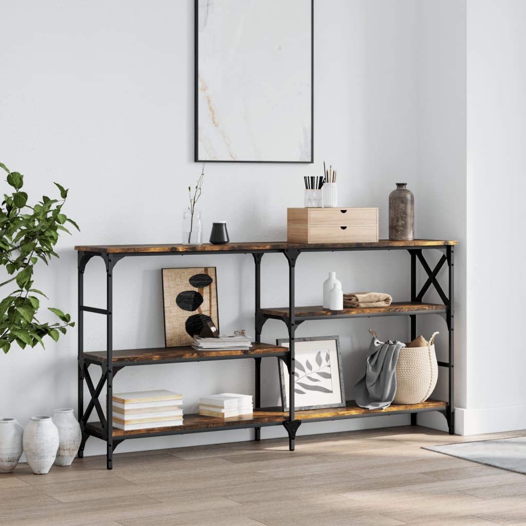 Console Table Smoked Oak 150x29x76.5 cm Engineered Wood - Brittle & Co