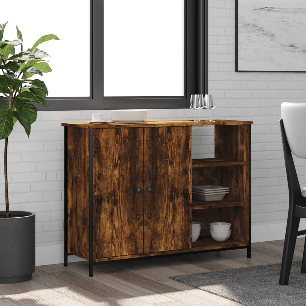 Sideboard Smoked Oak 100x33x75 cm Engineered Wood - All Things Good