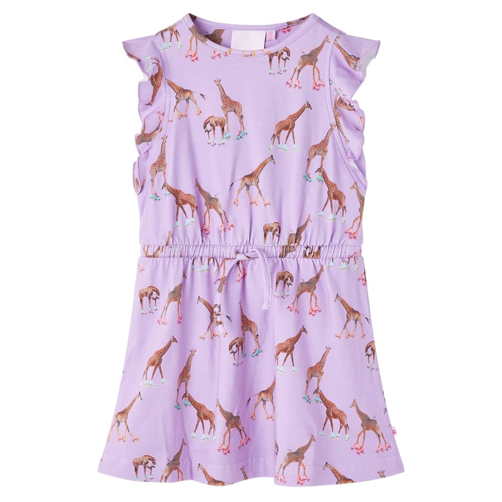 Kids' Dress with Ruffle Sleeves and Drawstring Lila 128 - Merlin Deals