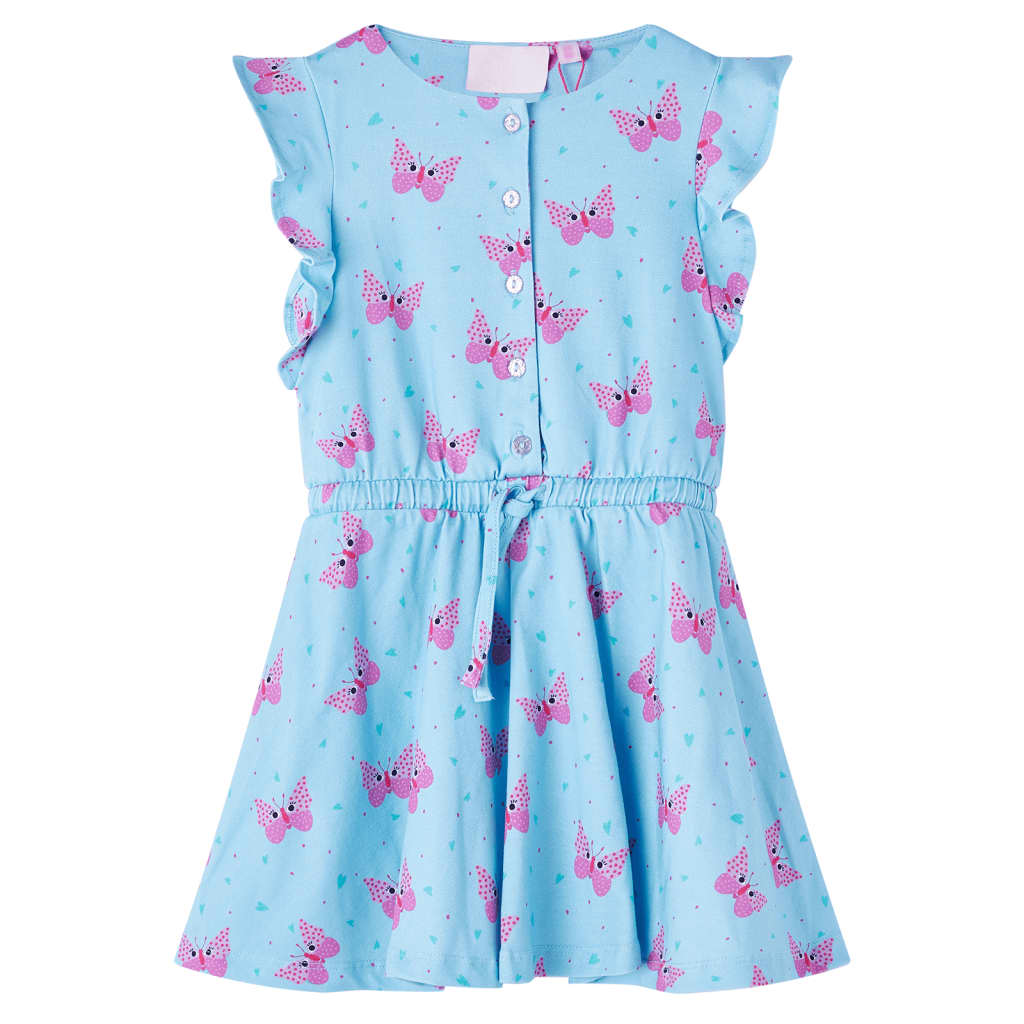 Kids' Dress with Buttons Sleeveless Blue 140 - Sid & Sam