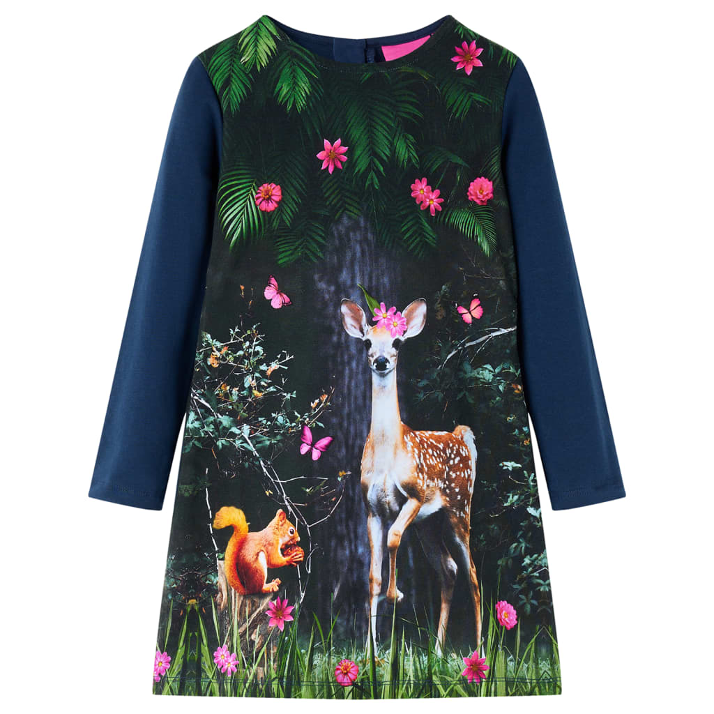 Kids' Dress with Long Sleeves Navy 128 - Sid & Sam