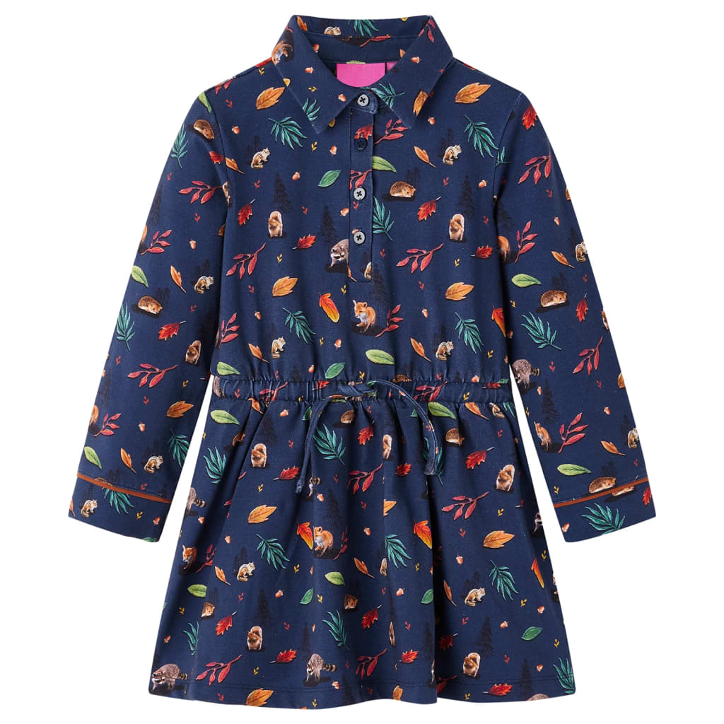 Kids' Dress with Long Sleeves Navy 140 - All Things Good