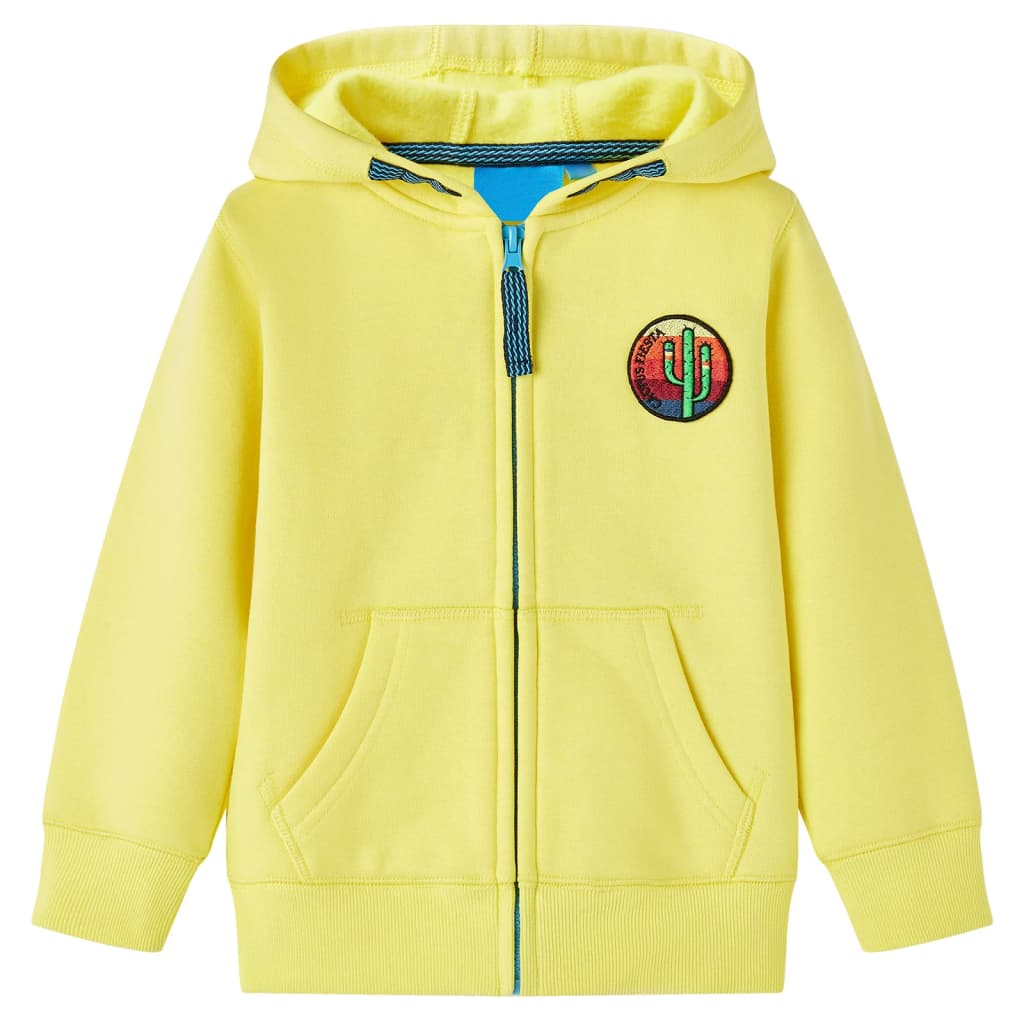 Kids' Hooded Sweatshirt with Zip Light Yellow 140 - All Things Good