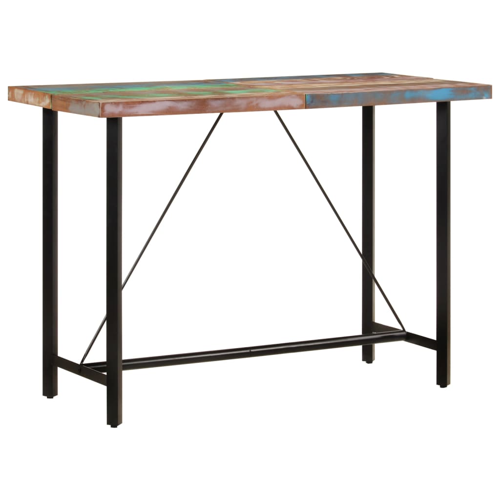 Bar Table 150x70x107 cm Solid Wood Reclaimed and Iron - Discount Dealers