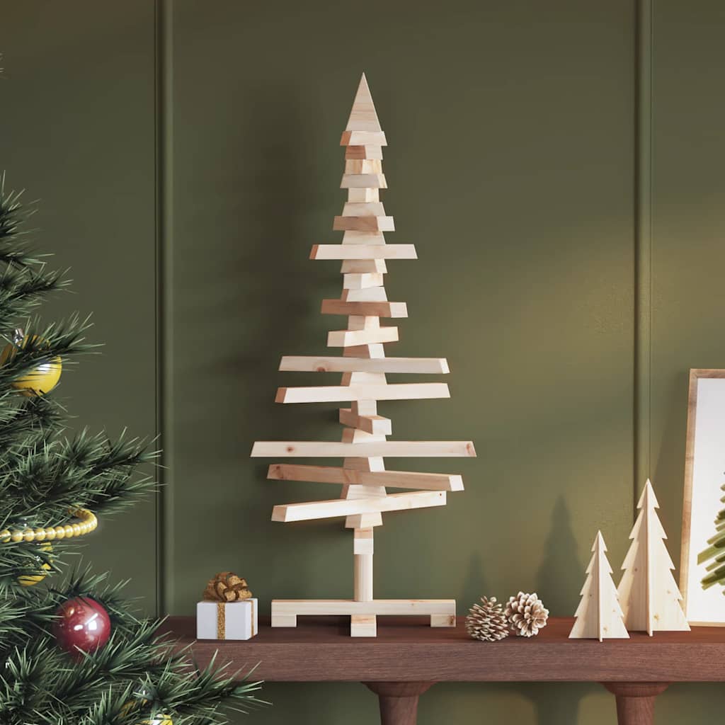 SNOWITH Wooden Christmas Tree for Decoration 90 cm Solid Wood Pine - Discount Dealers
