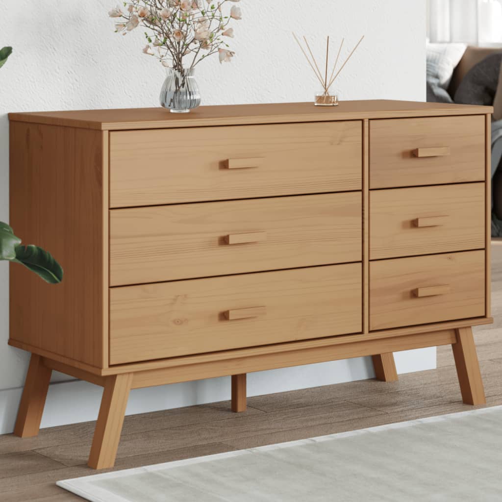 BALDO Oak Finish Chest of Drawers - Large-sized, 6 Drawers, Double - Style and Chic