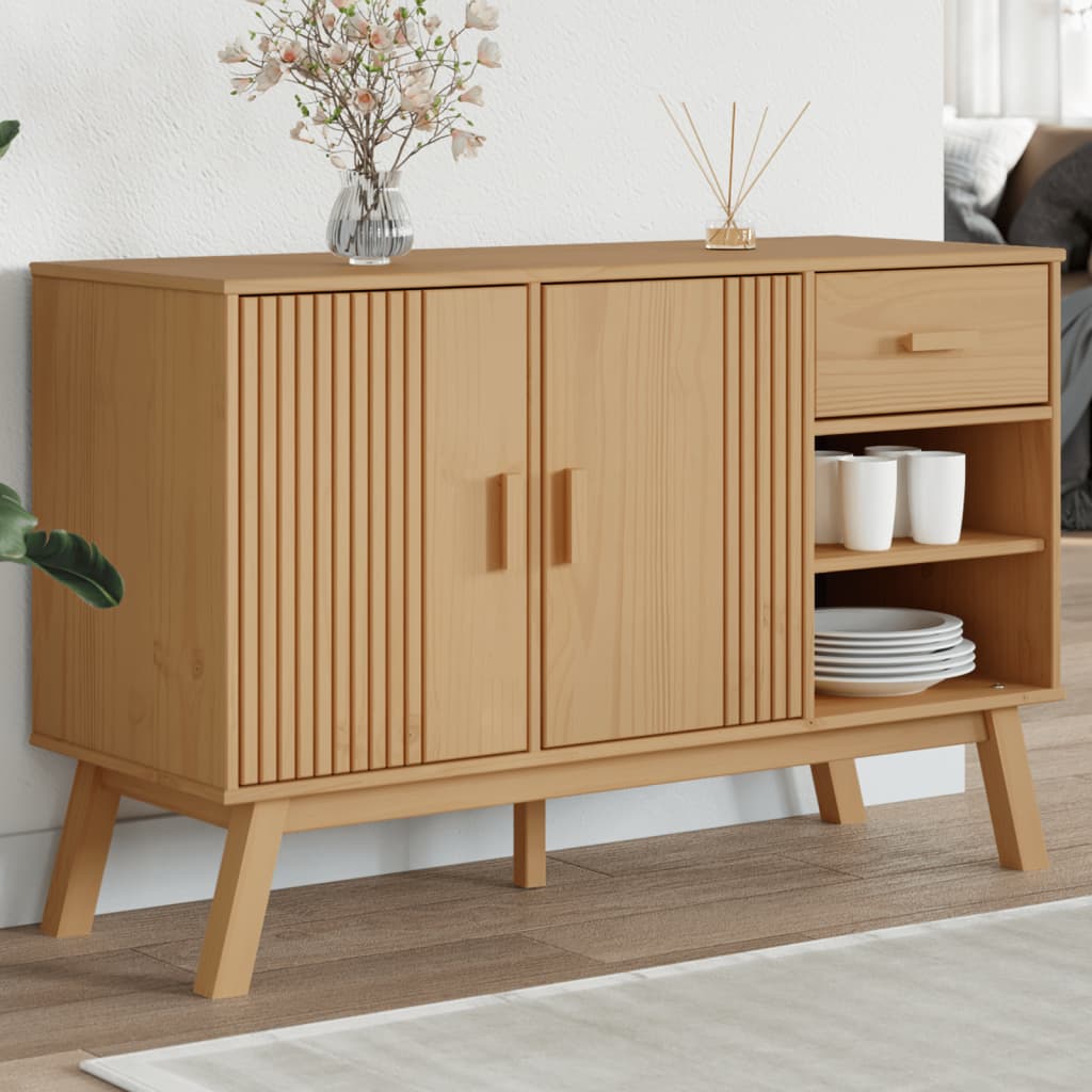 Sideboard OLDEN Brown 114x43x73.5 cm Solid Wood Pine - Decor Base