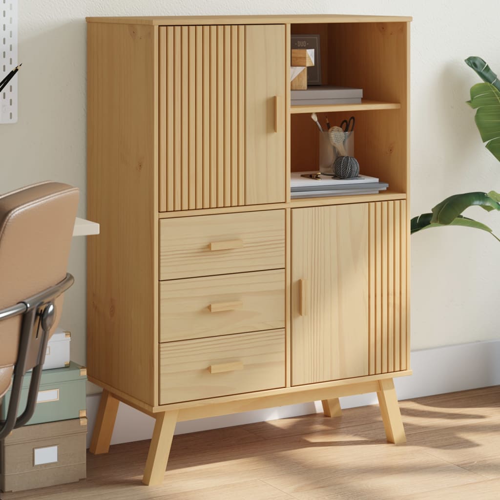 Highboard OLDEN Brown 85x43x125 cm Solid Wood Pine - Style and Chic
