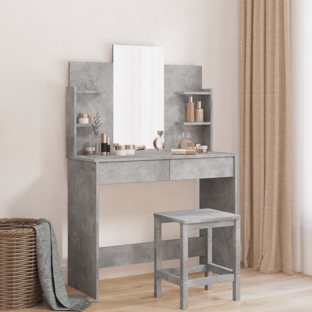 Dressing Table - SEOUL Dresser Concrete Grey 96cm - Direct Imports